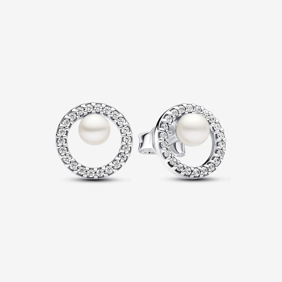 Pandora Treated Freshwater Cultured Pearl & Pavé Halo Stud Earrings