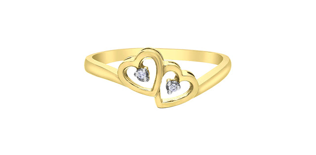 10 Karat Heart Engagement Ring, 0.01 CT Center