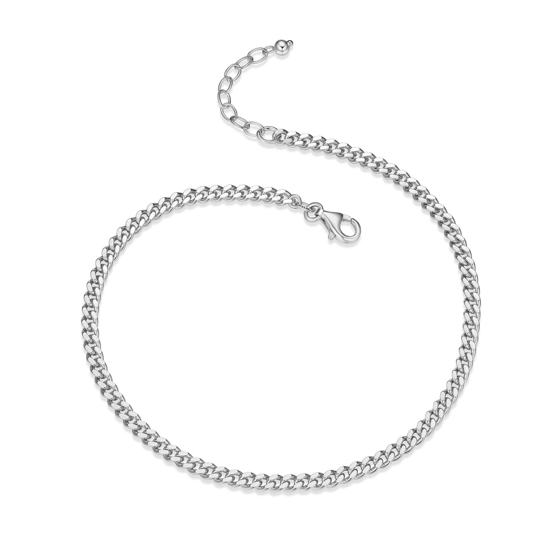 Reign Silver Curb Link Anklet, 10"