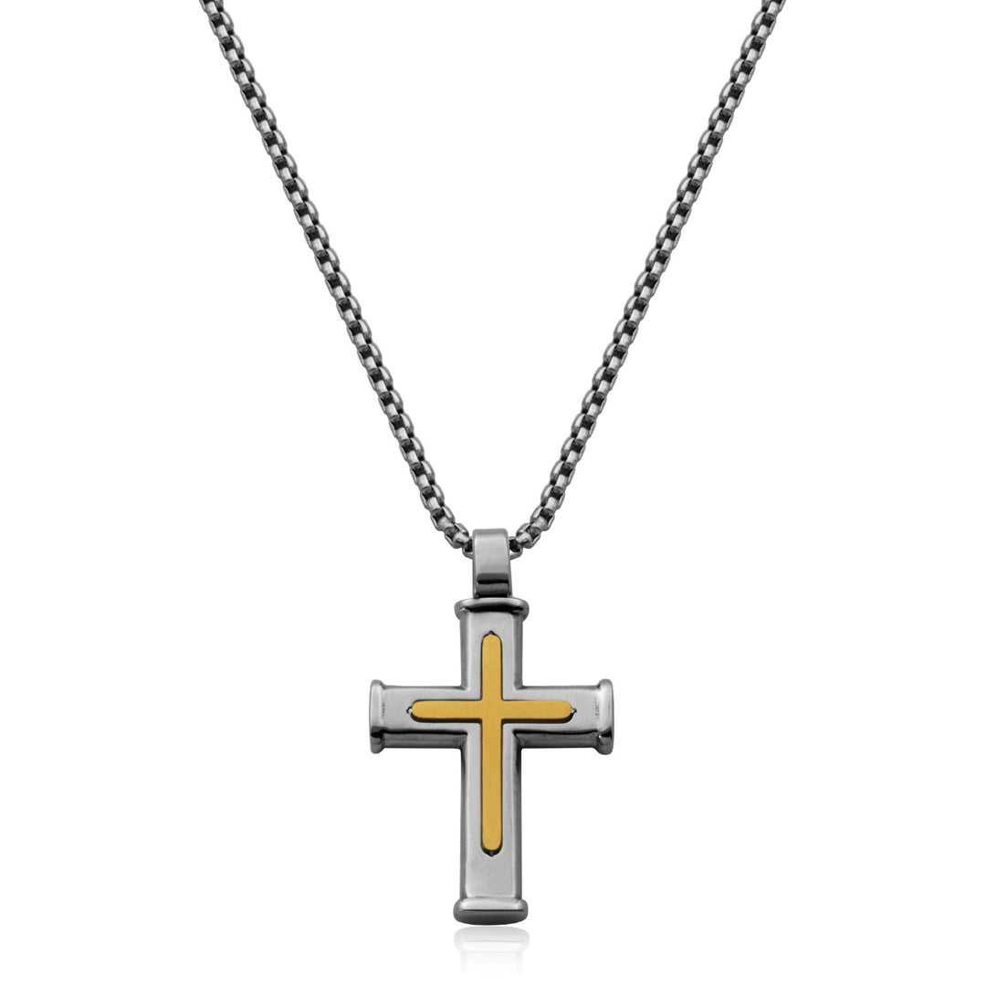 Two Tone Cross Pendant, 30MM