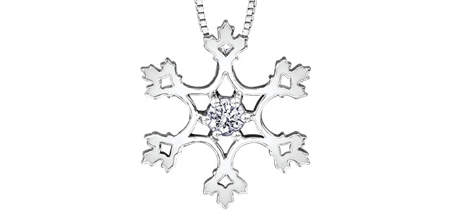 Maple Leaf 14K Snowflake Diamond Pendant, 0.10 TDW
