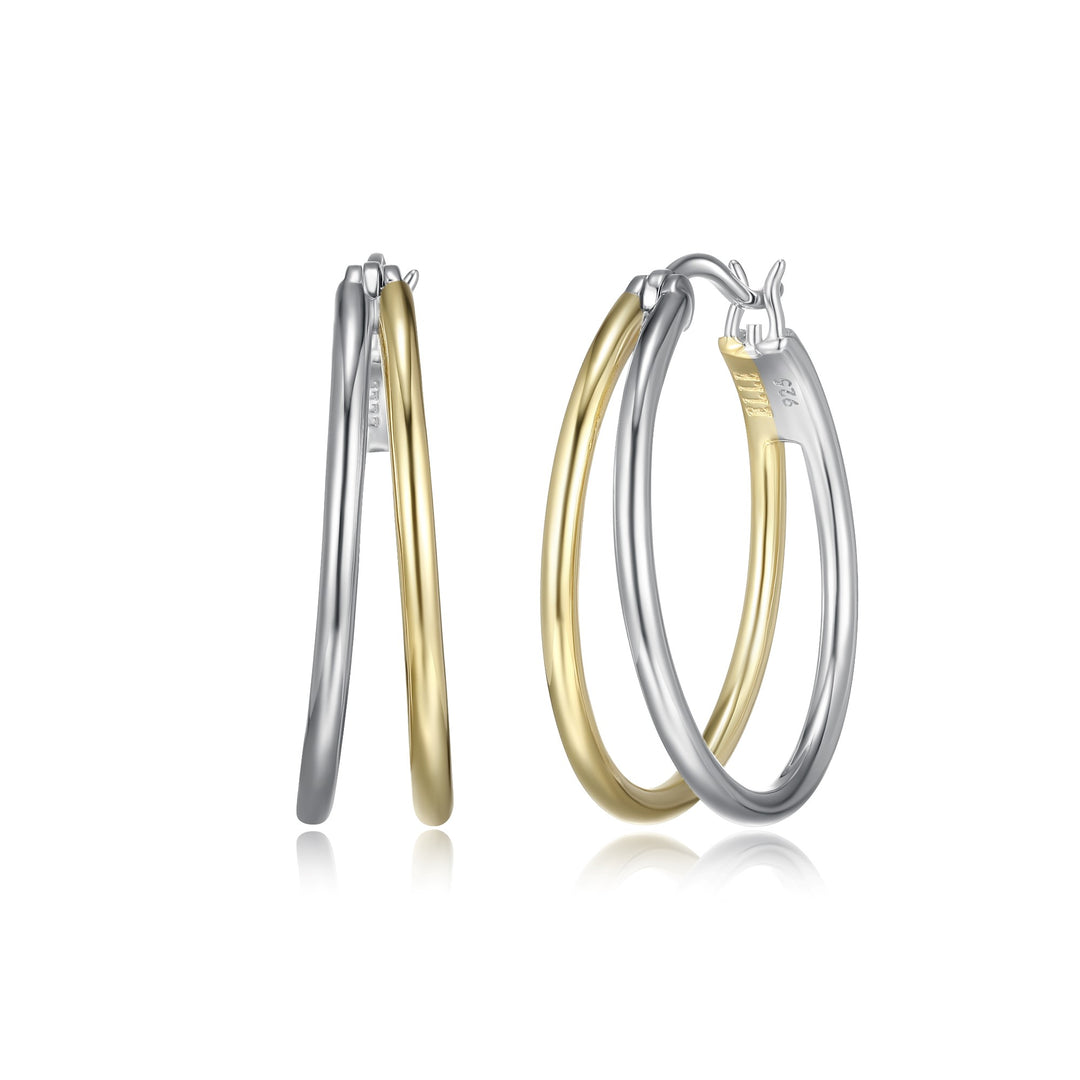 ELLE 'Simpatico" Two Tone Double Hoop Earrings