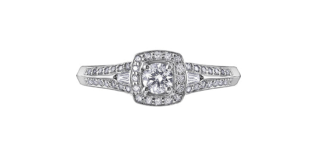 14 Karat Halo Engagement Ring, 0.18 CT Center