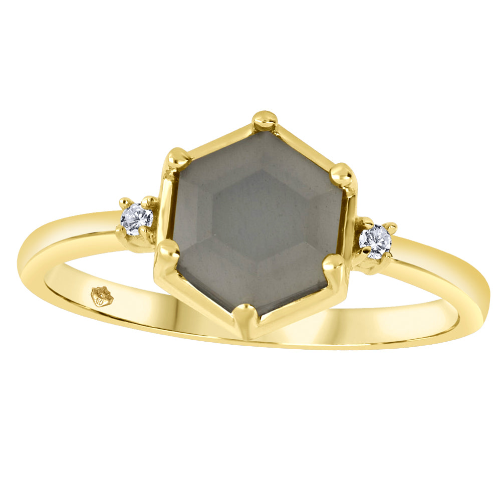 10K Moonstone & Diamond Ring