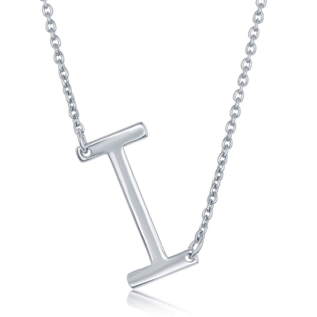 Silver Sideways Inital Necklace- I