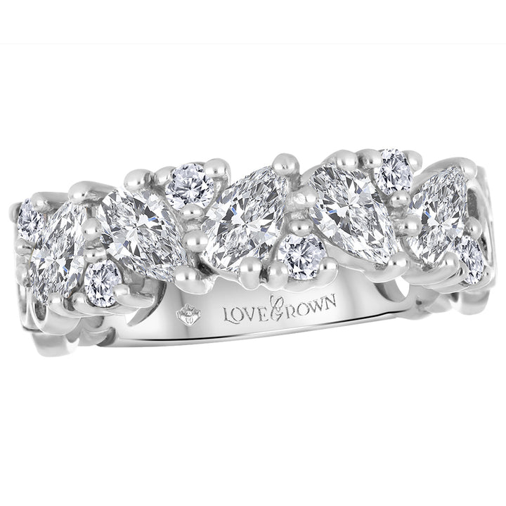 10K Lab Grown Pear & Round Diamond Band, 1.11 TDW