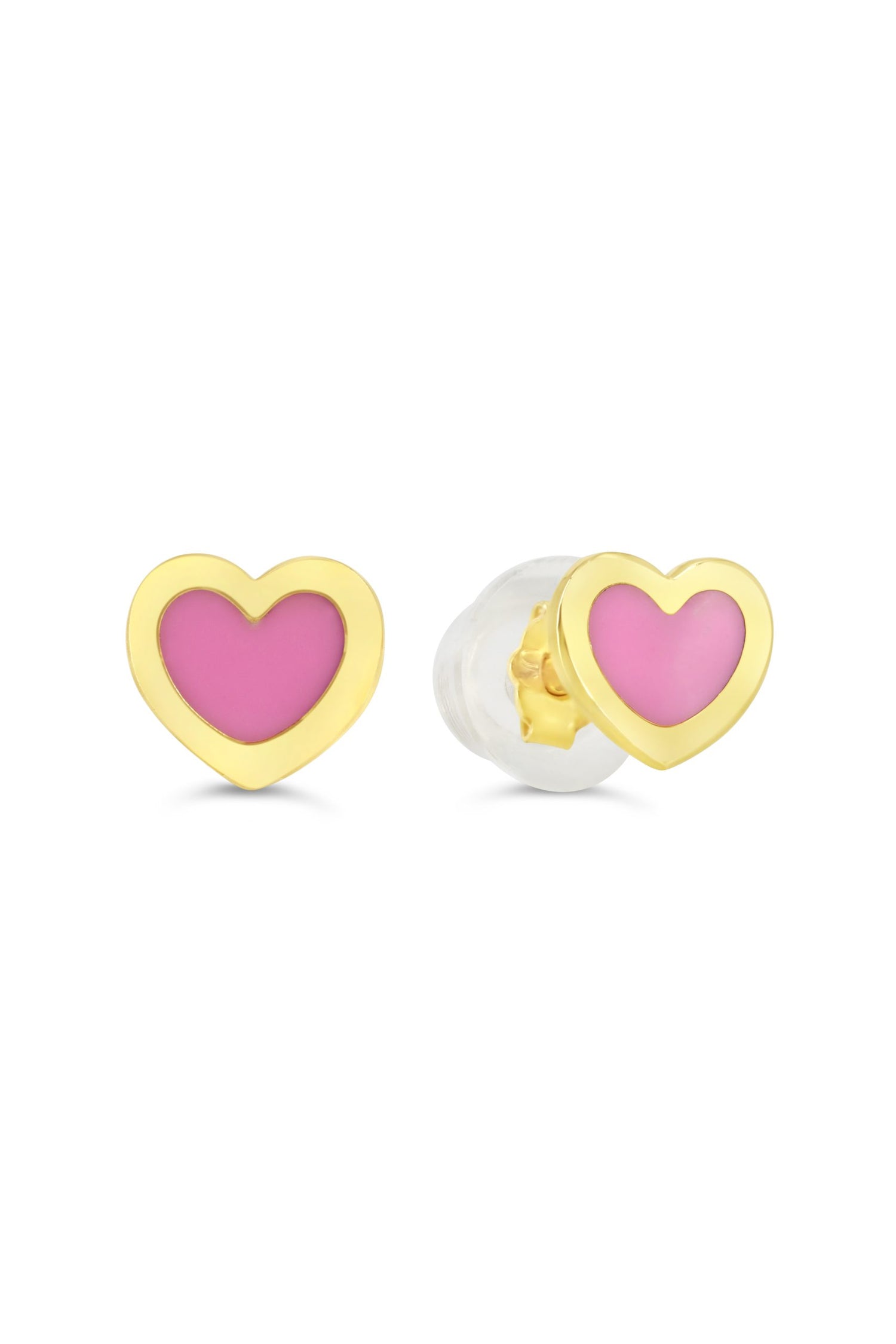 Baby 10K Pink Enamel Heart Stud Earrings