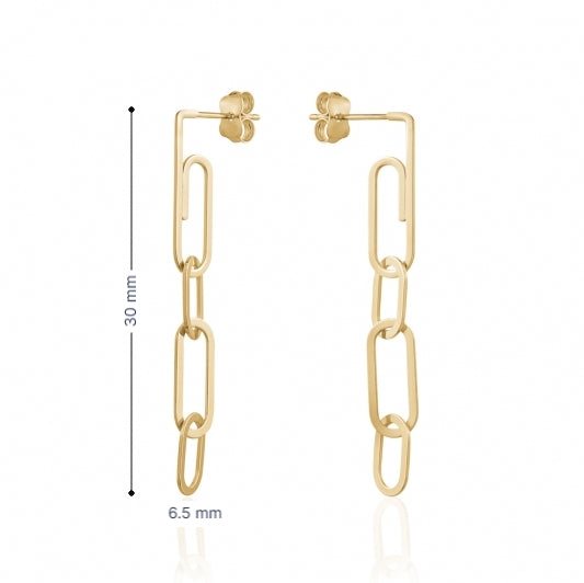 10K Paperclip Dangle Earrings