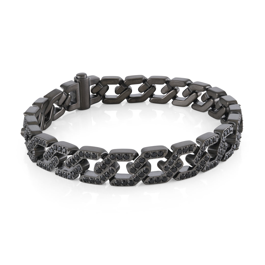 Stainless Steel Gunmetal Plated Hexagon Link Bracelet