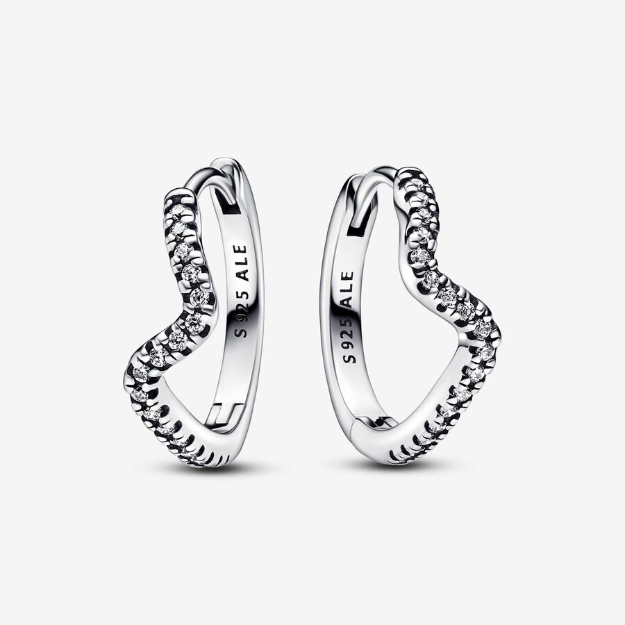 Pandora Sparkling Wave Hoop Earrings