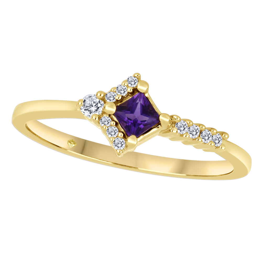 10 Karat Amethyst & Diamond Statement Ring