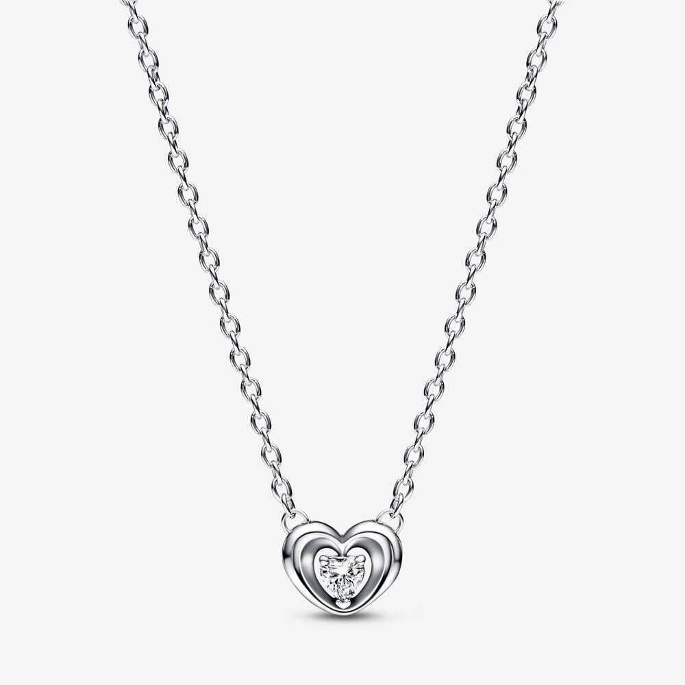 Pandora Radiant Heart & Floating Stone Pendant Collier Necklace