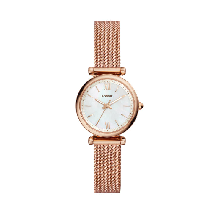 Fossil Carlie Mini Three-Hand Rose Gold-Tone Stainless Steel Watch