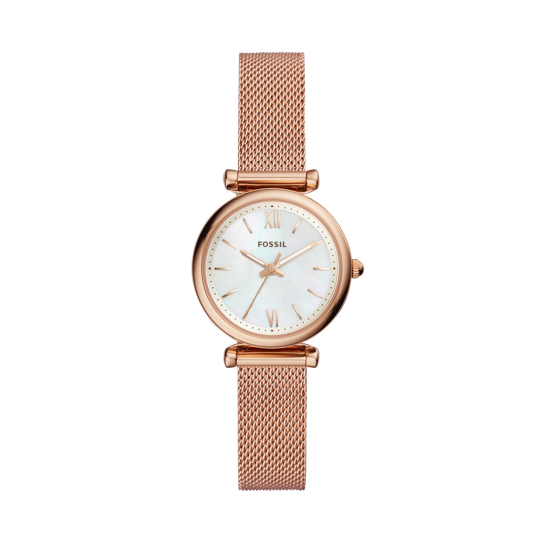 Fossil Carlie Mini Three-Hand Rose Gold-Tone Stainless Steel Watch