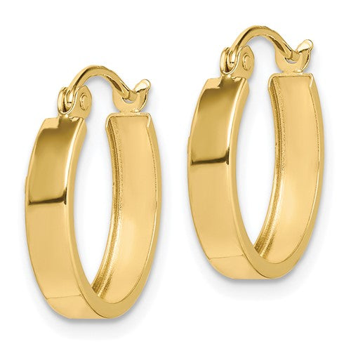 10K Flat Tube Hoop Earrings