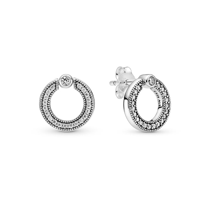 Pandora Pavé & Logo Circle Reversible Stud Earrings