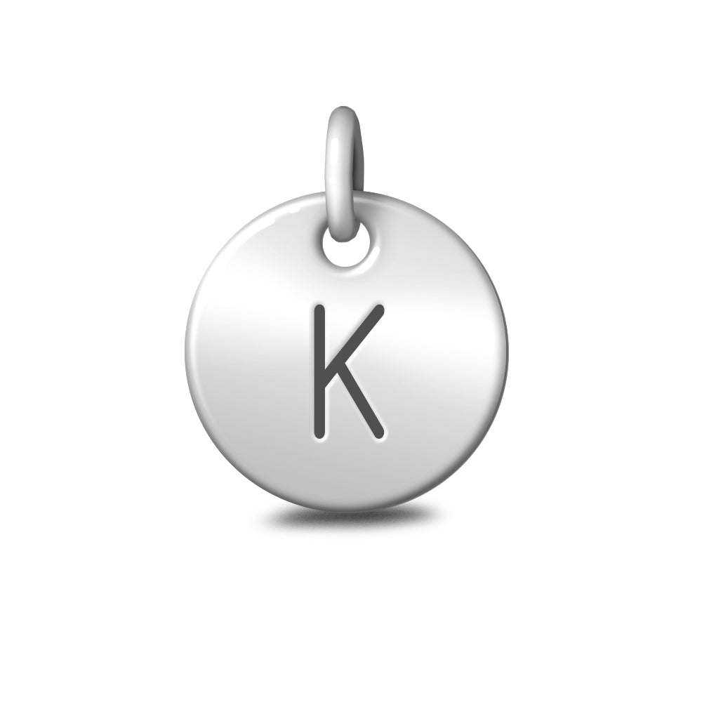 Silver Letter 'K' Disc Pendant