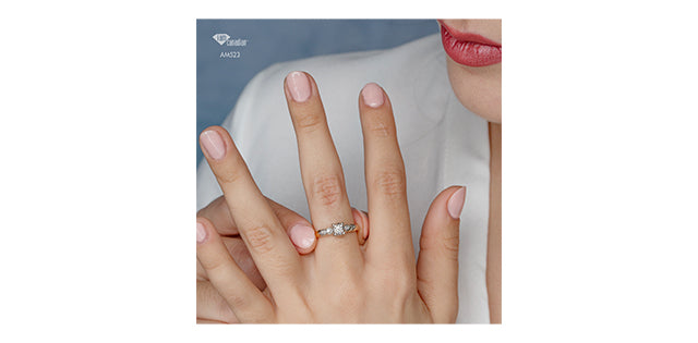 10K Two Tone Heart Themed Engagement Ring, 0.10TDW