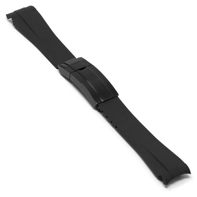 Black fitted rubber strap with
