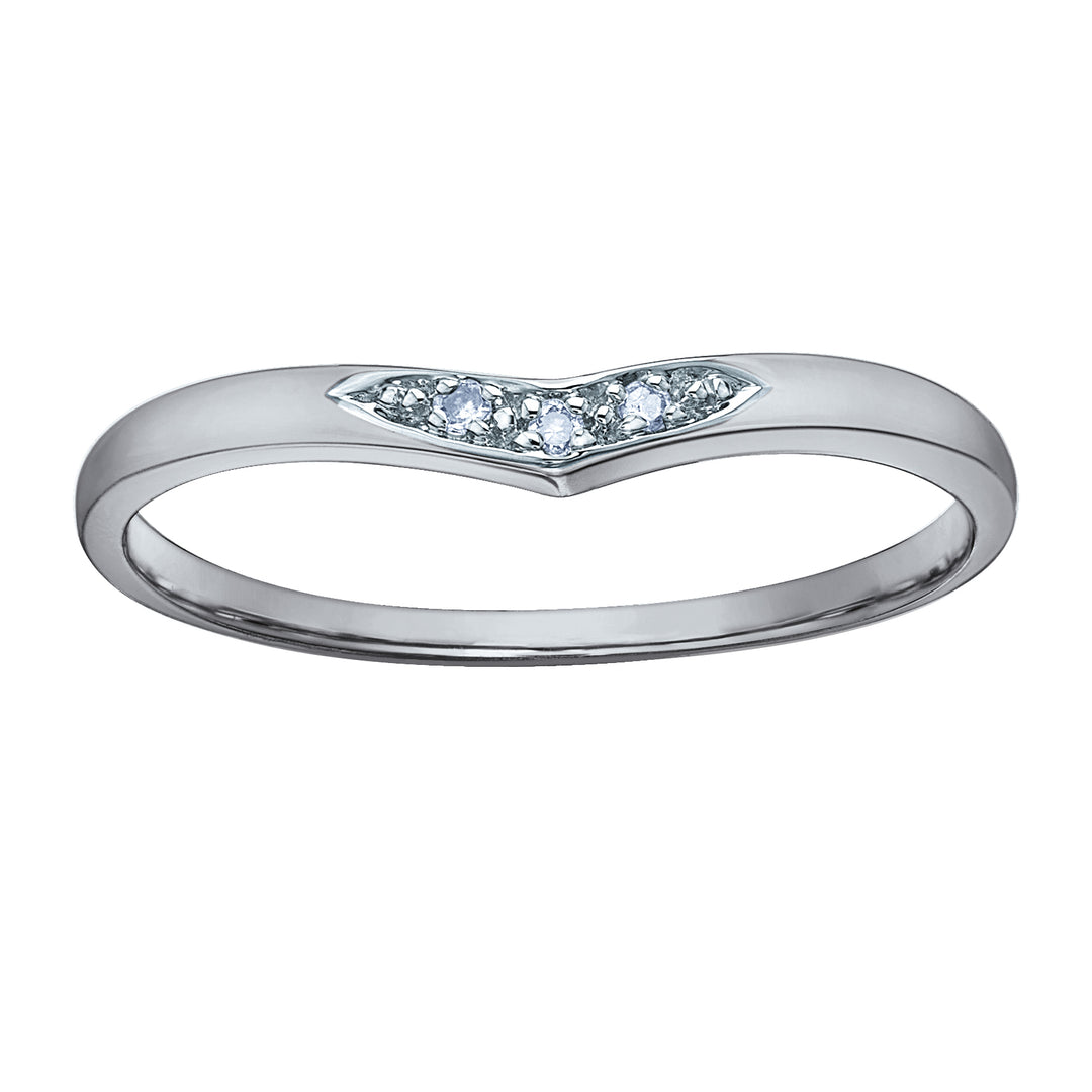 10k White Gold Chevron Band, 0.015TDW