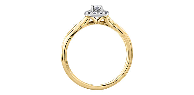 10 Karat Halo Engagement Ring, 0.10 CT Center