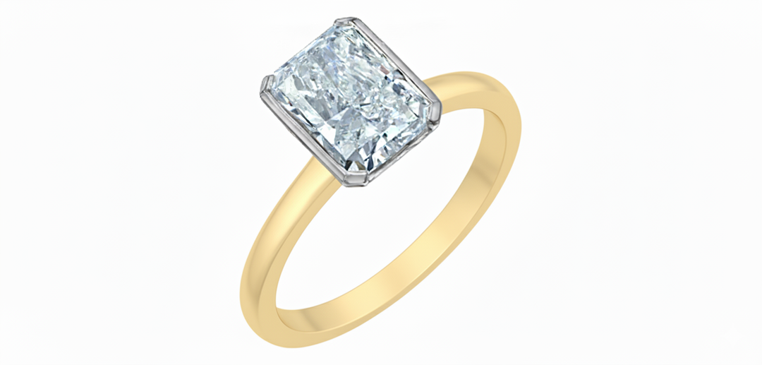 Lab-Grown Half Bezel Diamond Engagement Ring, 2.08TDW