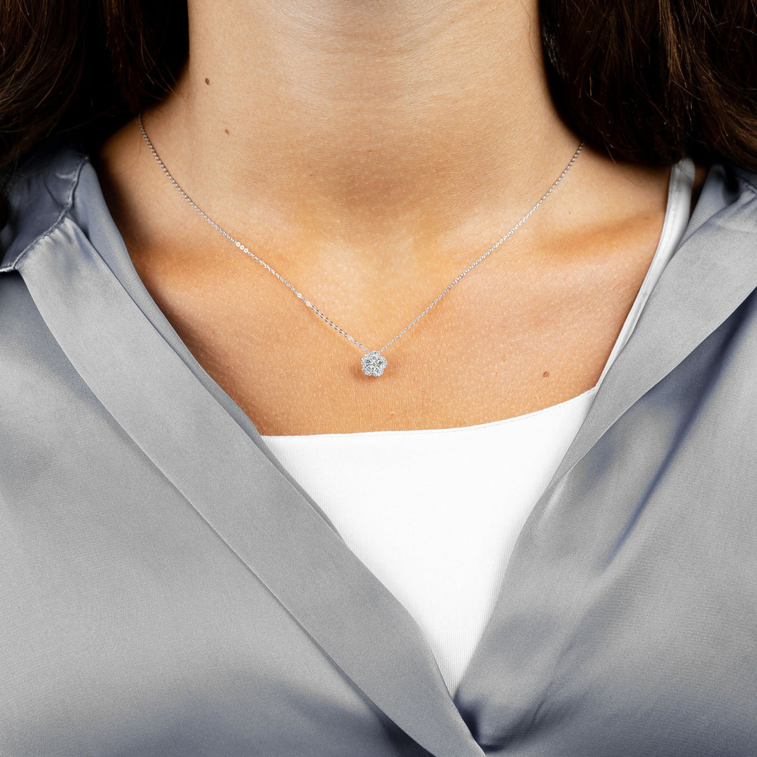 10k white gold hollow flower p