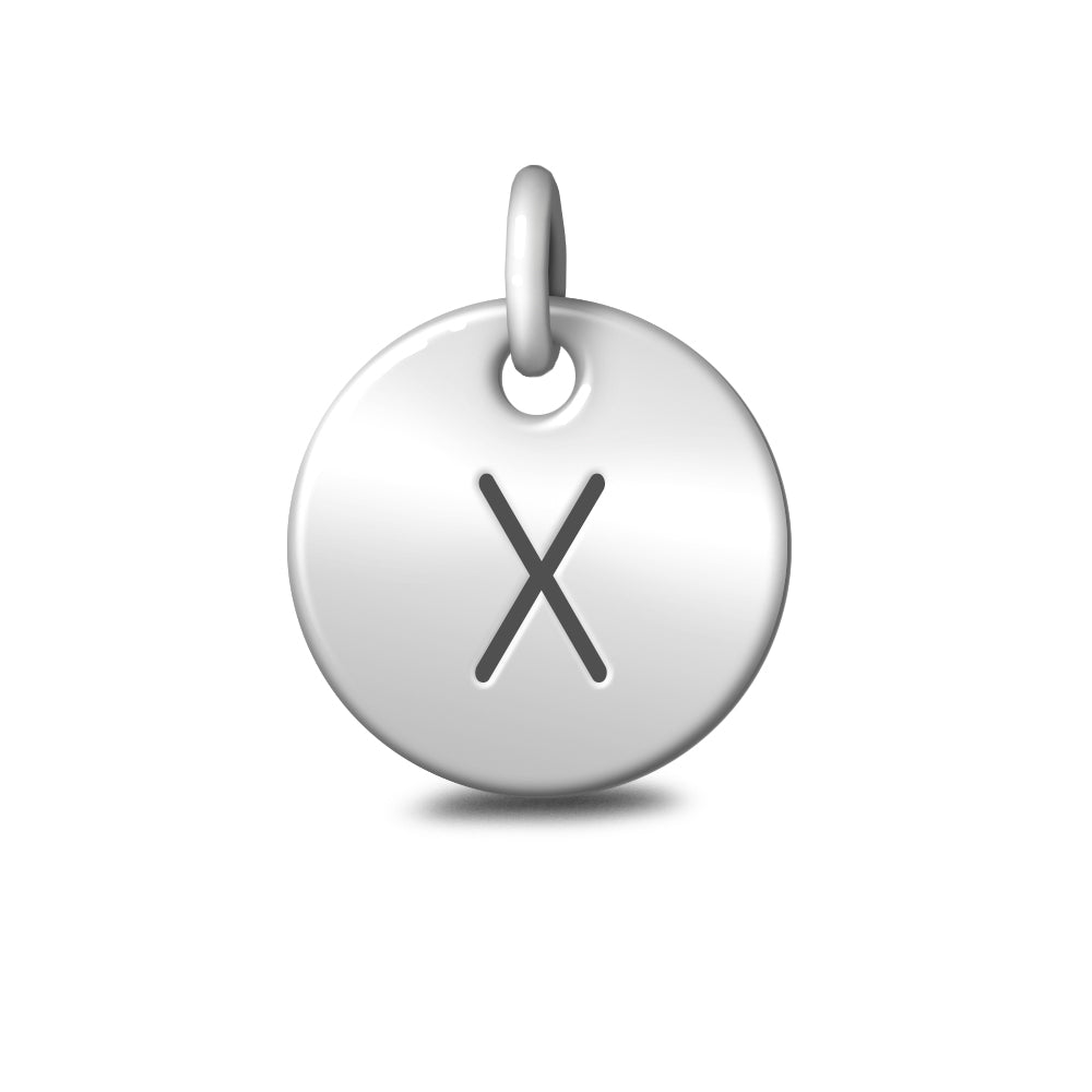 Silver Letter 'X' Disc Pendant