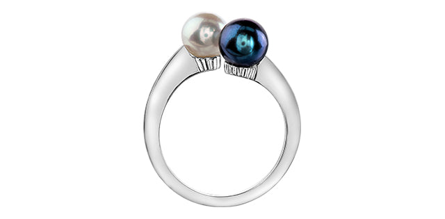 10k Black & White Pearl Ring