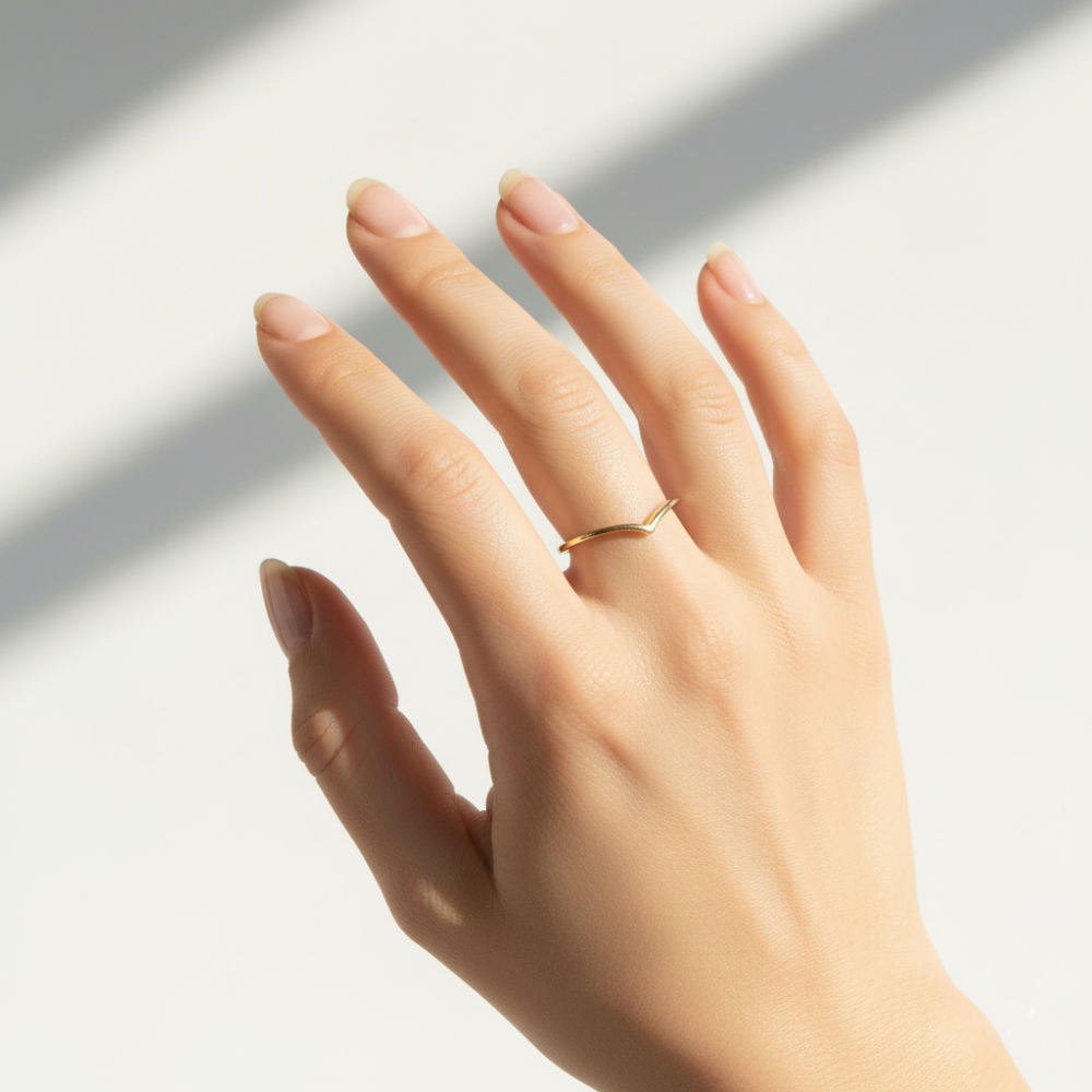 10k yellow gold stacking chevr