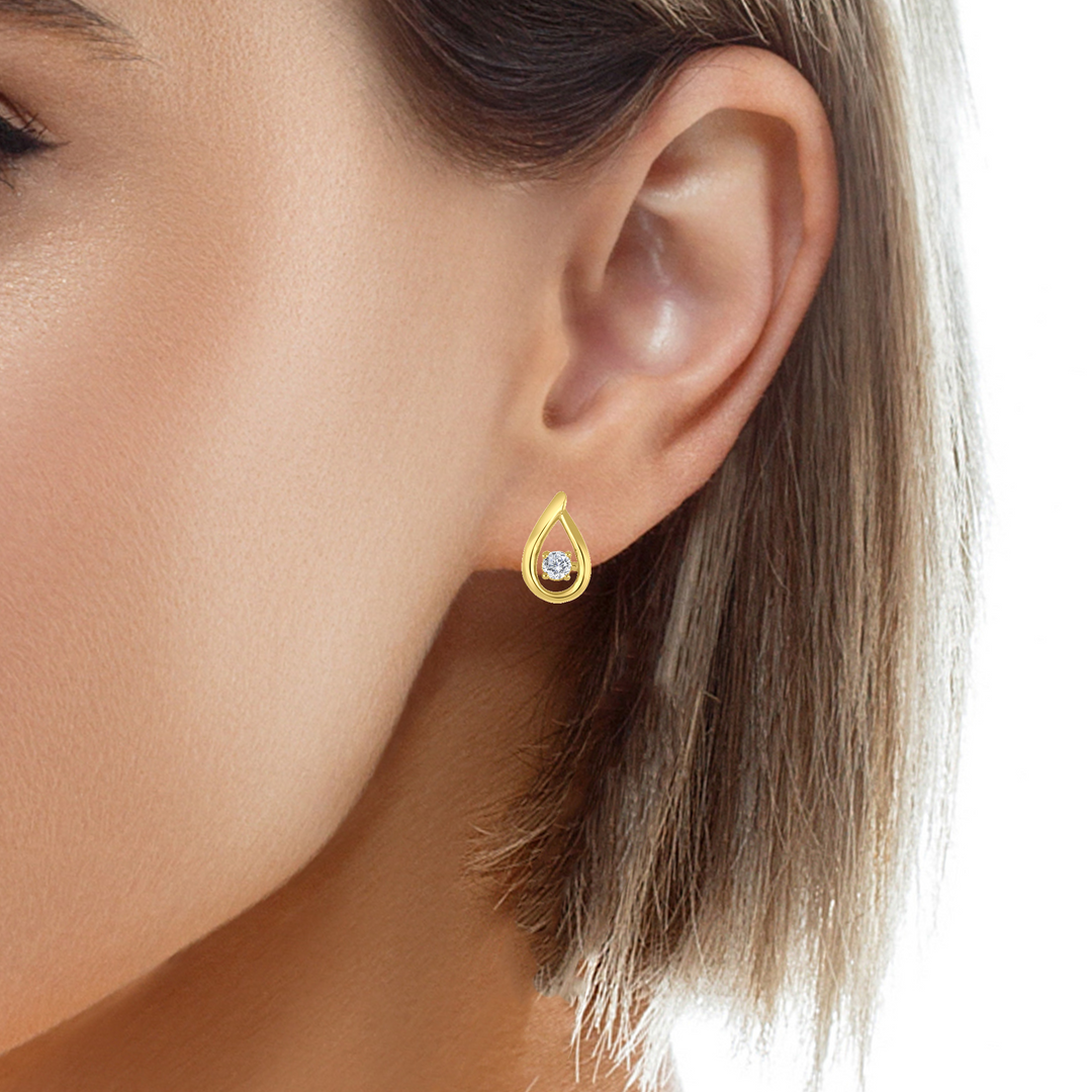 10k yellow gold teardrop stud