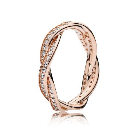 Pandora Sparkling Twisted Lines Ring, 5
