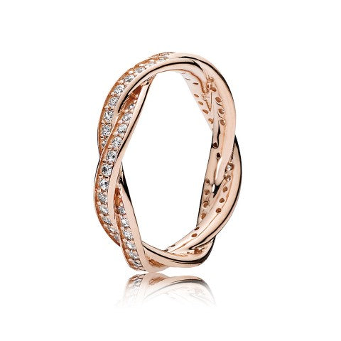 Pandora Sparkling Twisted Lines Ring, 6