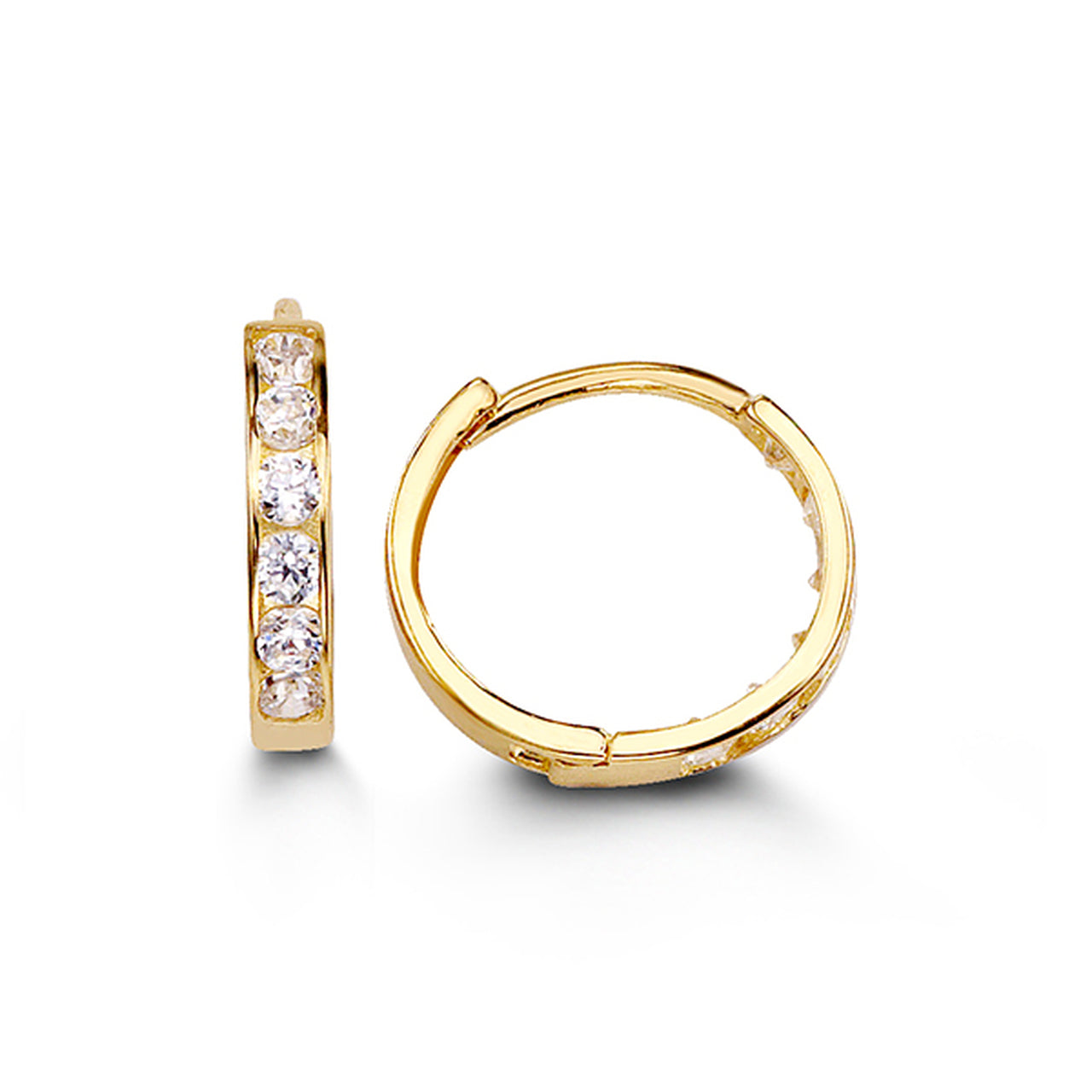 14K 11MM CZ Huggie Hoops