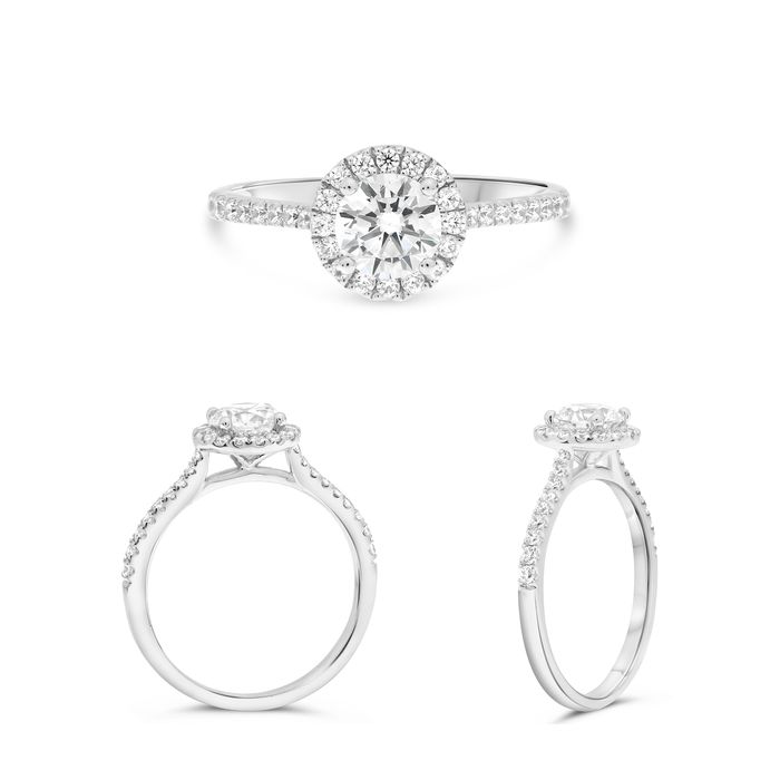 14K Halo Engagement Ring