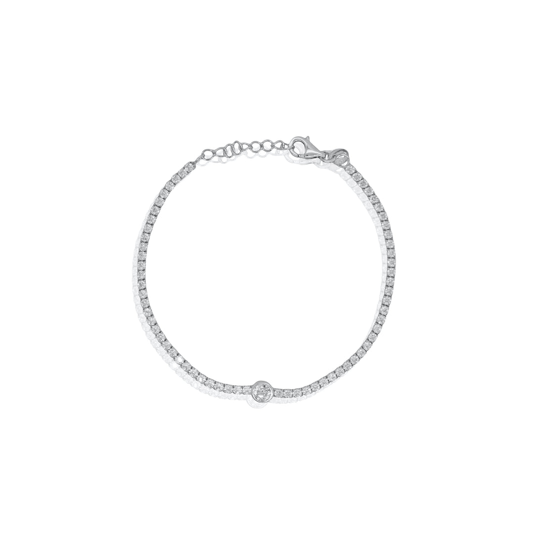 Bezel Set Cubic Zirconia Silver Tennis Bracelet