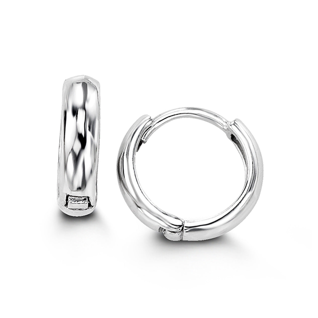 Silver 11MM Polished Dome Huggie Hoops