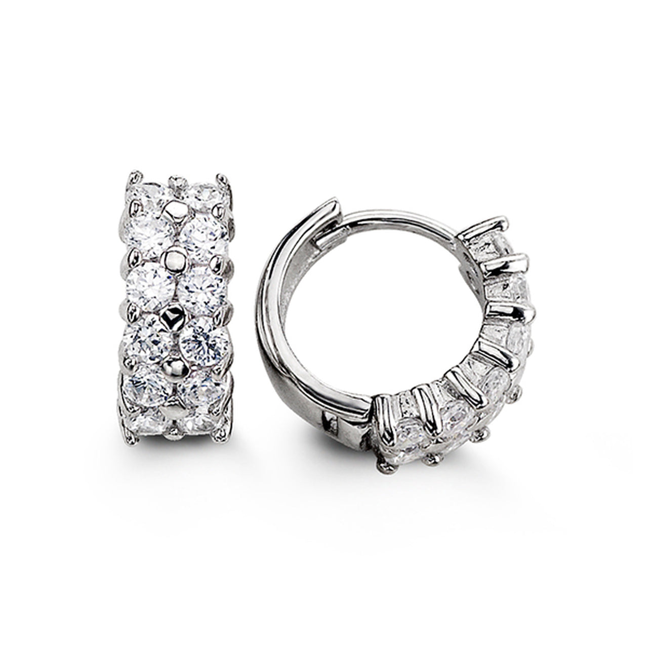 Double Row Huggie Hoops