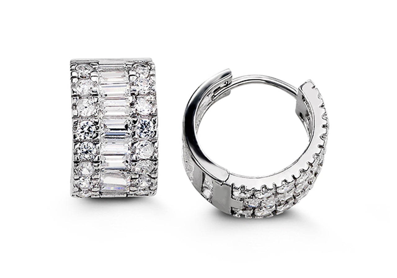 FINAL SALE - Bella Sterling Silver CZ Huggies