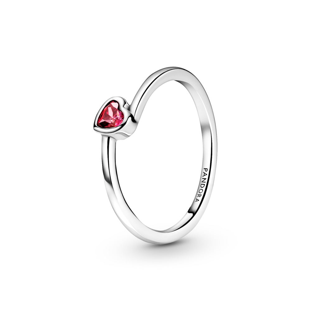 FINAL SALE - Red Tilted Heart Solitaire Ring, size 6.0