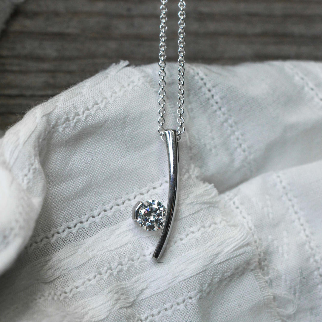 Curved Silver Drop Pendant