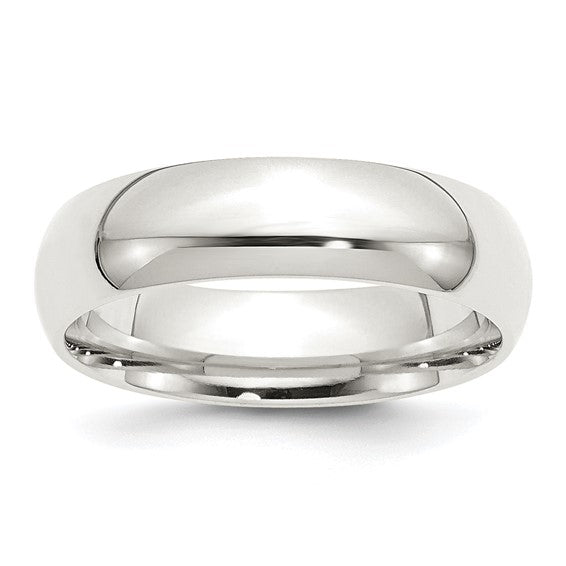 6MM Comfort Fit Sterling Silver Domed Band, size 10.5