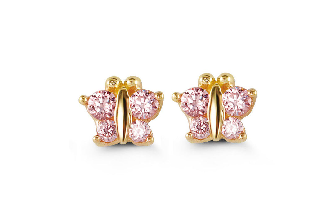Child's 14K Pink Butterfly Stud Earrings