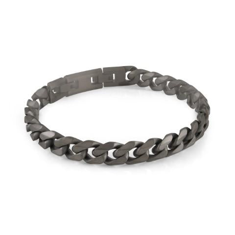 Italgem Steel Gunmetal Brushed 8MM Curb Bracelet
