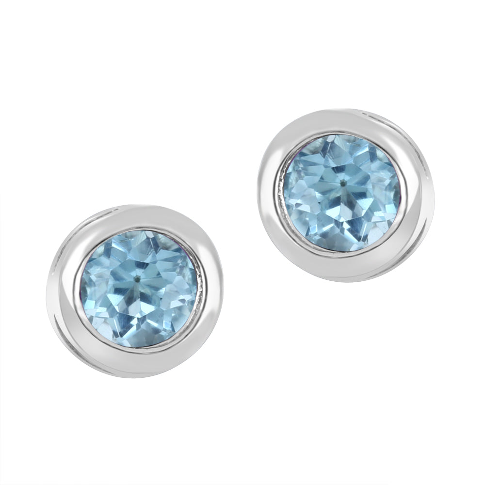 10K Bezel Set Birthstone Earrings - December