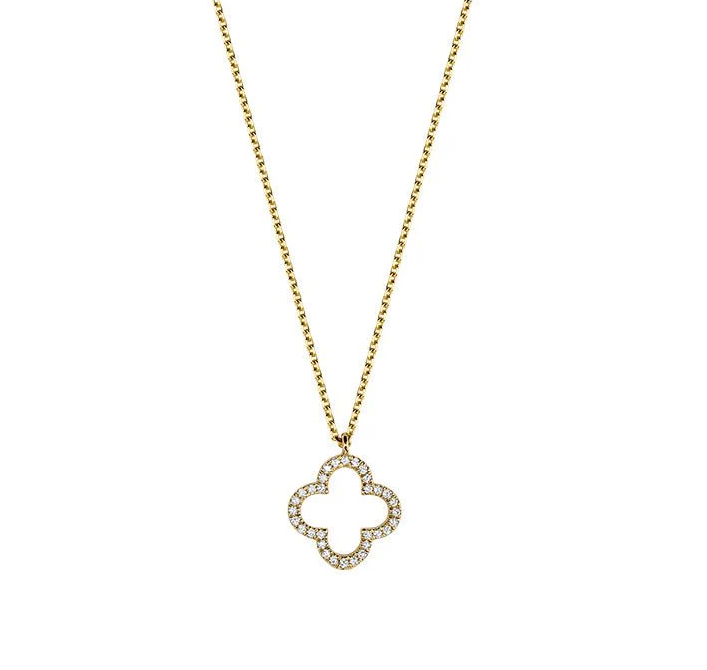 14K Diamond Clover Pendant