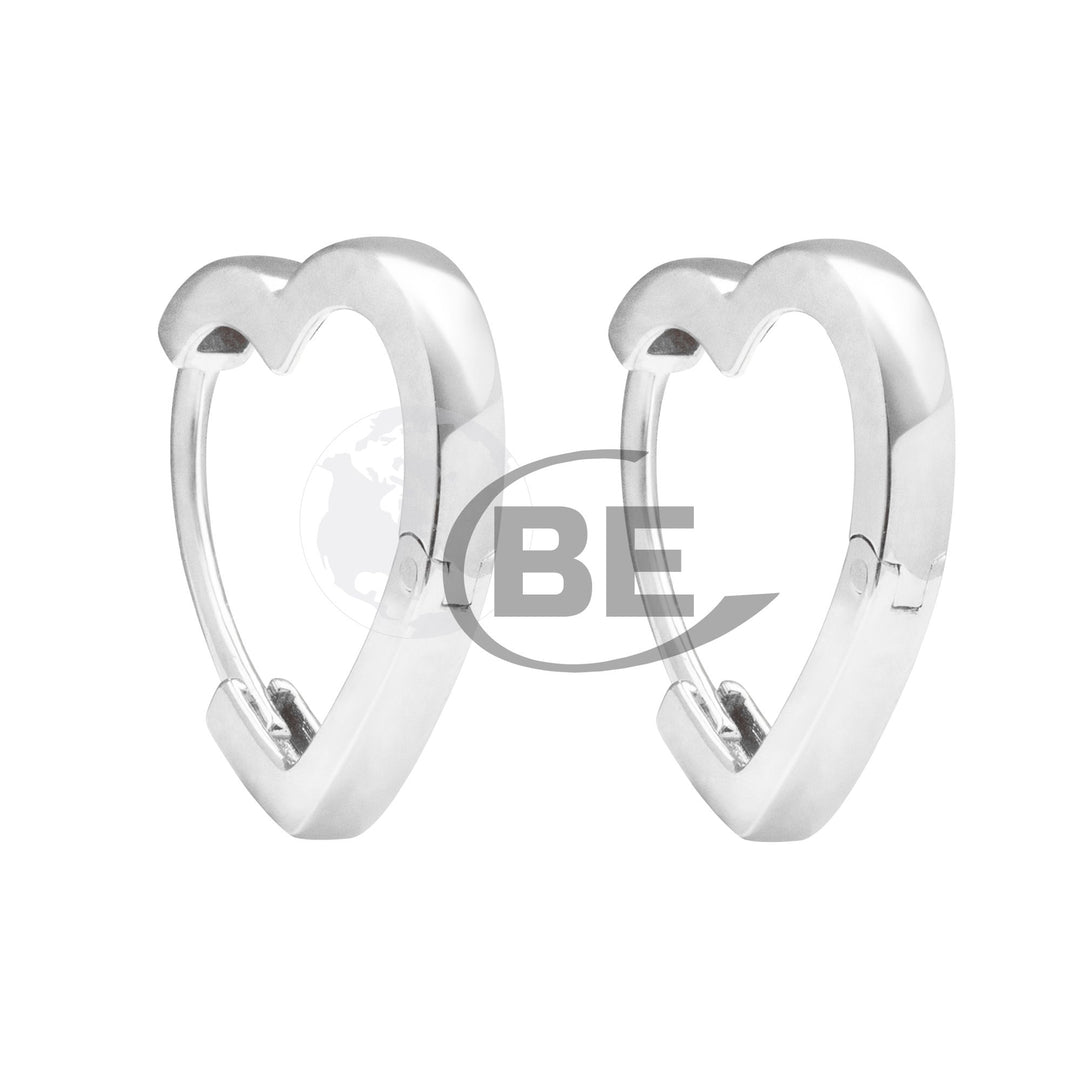 10K Plain Heart Huggie Earrings