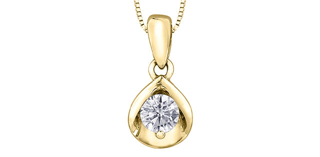 10K Solitaire Diamond Necklace, 0.10CTW