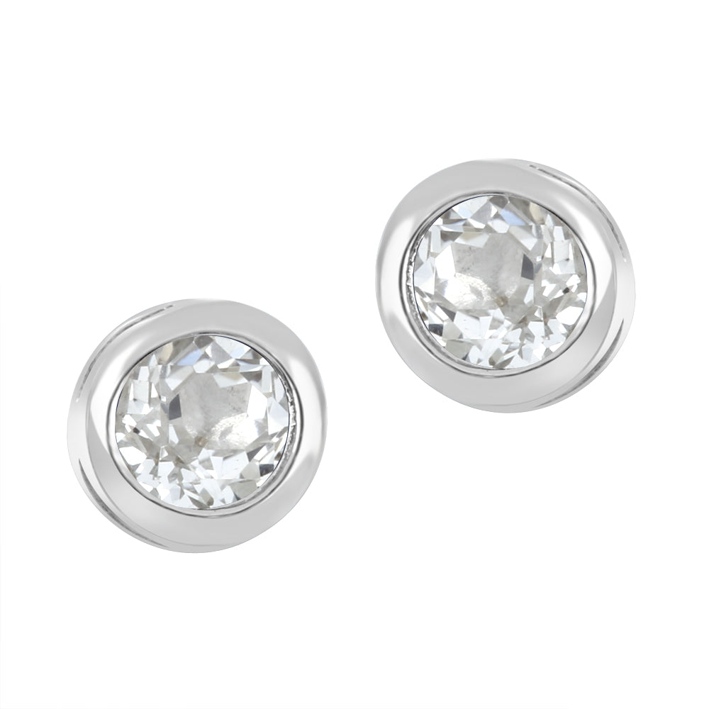 10K Bezel Set Birthstone Earrings - April