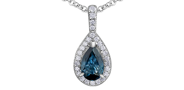 Genuine sapphire and diamond pendant